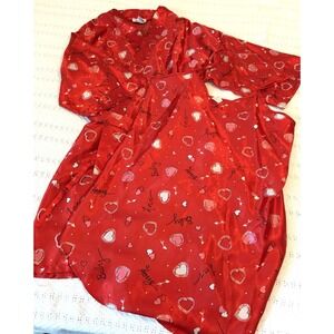 Gabrielle Intimates Cami Gown And Robe Set sz Small Romantic Valentine Red Satin